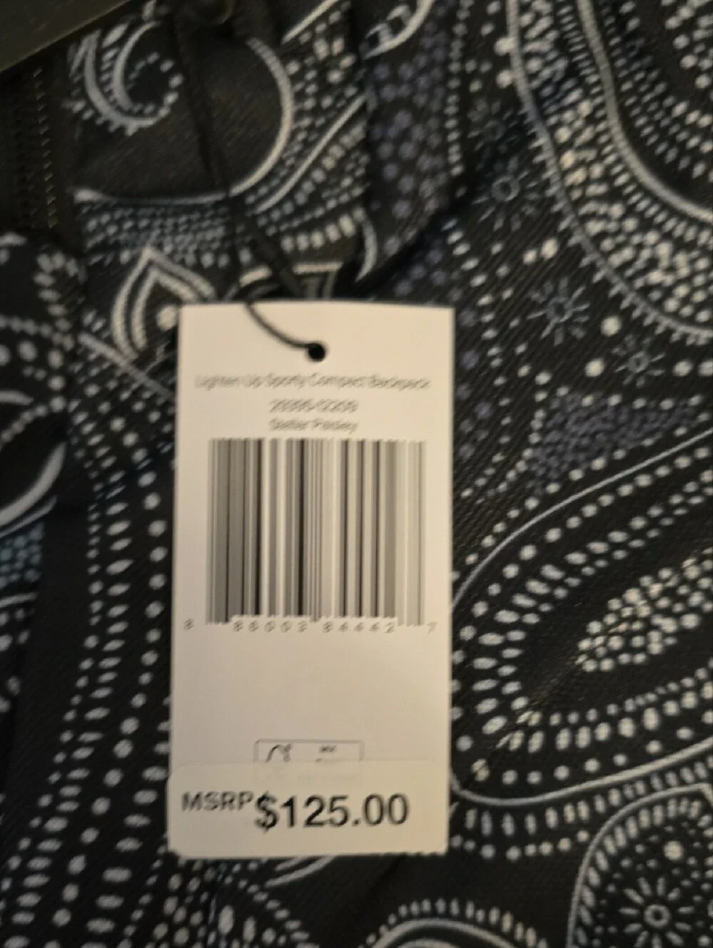 Vera Bradley Black and White Paisley Print Backpack